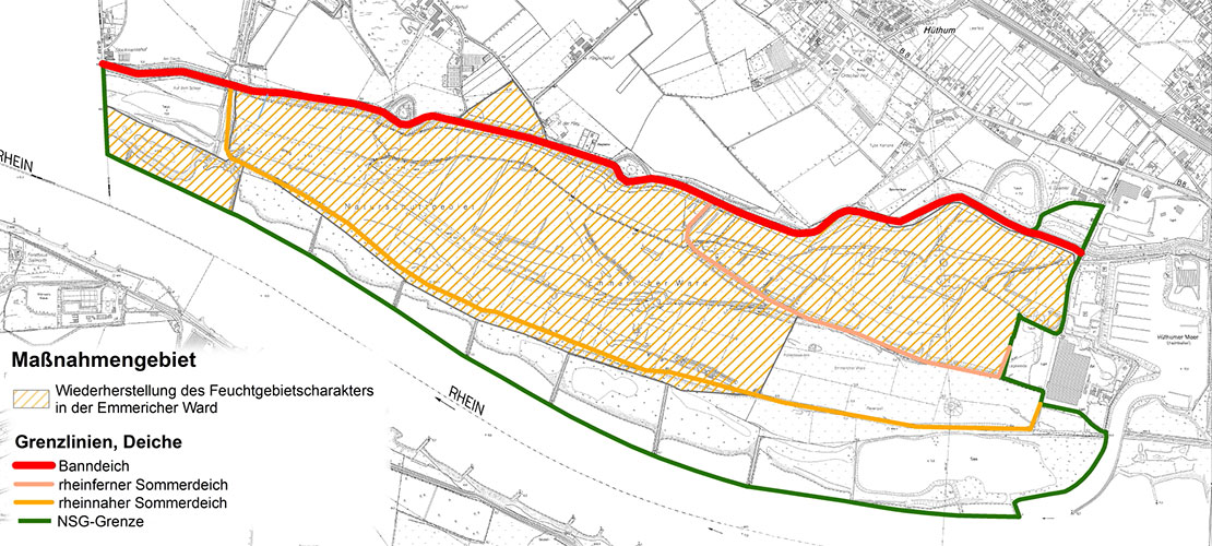 Karte NSG Emmericher Ward mit Abgrenzung Projektgebiet