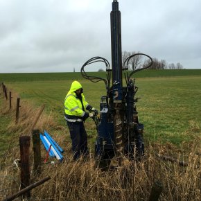 Drilling holes for groundwater level loggers